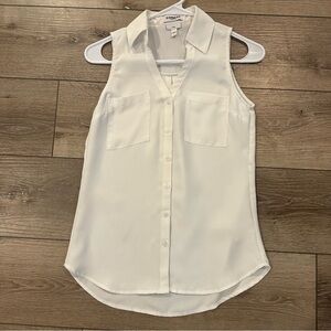 Express White Button Down Sleeveless Top Tank Top Collar Portofino Shirt XXS